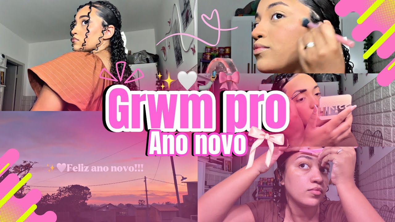 Grwm pro Ano Novo✨🤍🎀👩🏽‍🦱 | cabelo, make, look