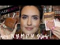 NEW Huda Beauty N.Y.M.P.H. GLOW Collection Swatch + Reviews | Kiss Blush, Glaze + Body Drip Oil