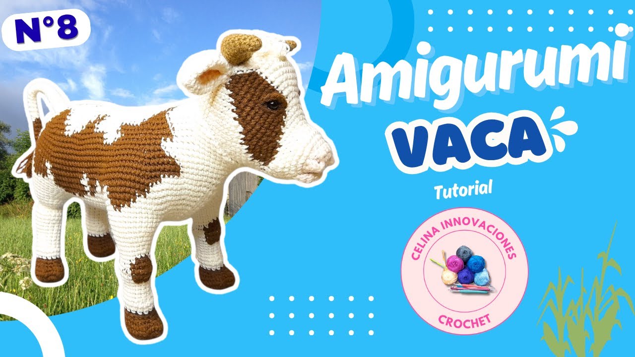 Урок 8. Реалистичная корова-амигуруми/голова коровы, связанная крючком от Celina Crochet Innovations