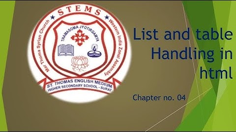STD 10 # Computer # Chapter No 4 List and table Handling in html