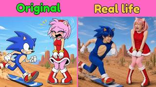 Sonic Slides So Fast Blow Amy's Skirt - Sonic The Hedgehog | Original vs Real Life
