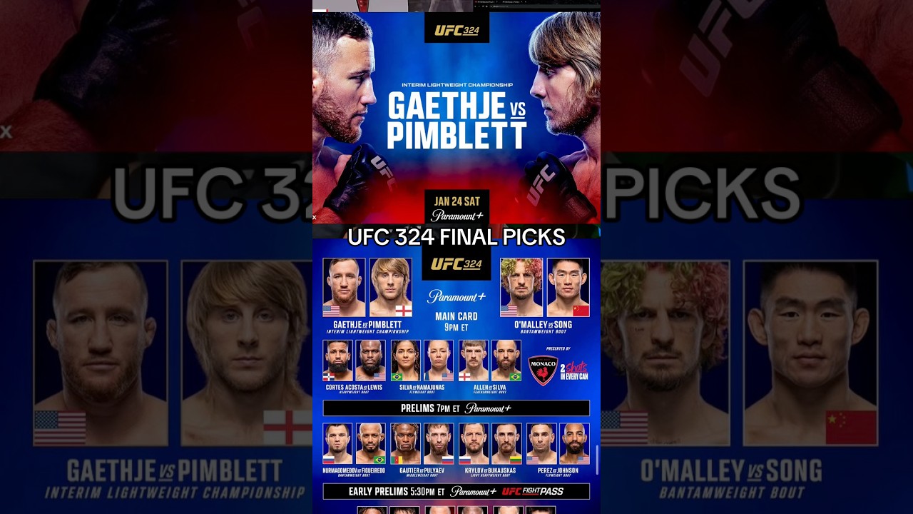 UFC 324 OFFICIAL FINAL PICKS & PREDICTIONS!! (Gaethje vs Paddy)