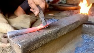 blacksmithing~ made a fork spoon from an iron rod | how to make a Meggie spoon