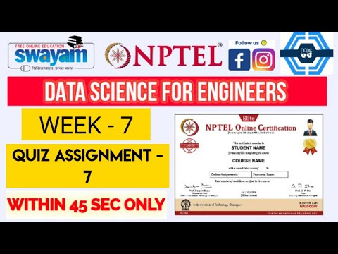 Data Science For Engineers | Week 7 Answers 2022 | NPTEL ||