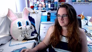 Giant bunny cushion #15 part 4 eyes teeth whiskers and finishing touches