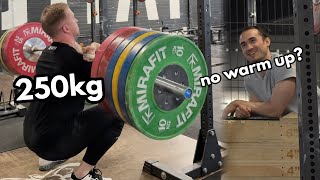 250Kg550Lbs Front Squat No Warm Up - Training With A Crazy Romanian