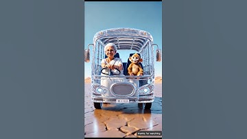 Grandmother and monkey build a snow bus and Bear melts it with fire 😭 #ai #ice #bus