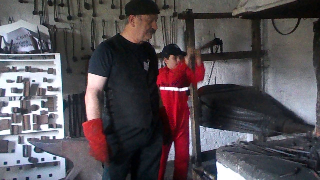 I operate the Bellows in the Smithy at Tees Cottage Pumping Station