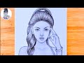 Thinking face of cute girl  step by step drawing tutorial  bicky drawing academy