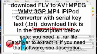 FLV to AVI MPEG WMV 3GP MP4 iPod Converter by Aone with license name and number working