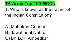 TA Army Top 100 MCQs | By Rohani Sir | Target TA Army Exam 2026-27 | Expected Questions 