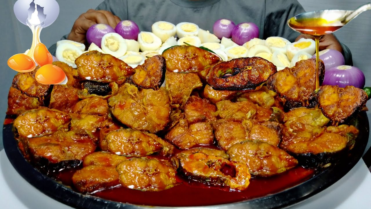 😱 40 Piece Big Fish Curry With 25 Piece Boiled Egg Spicy Challenge | Egg Mukbang | Oily Foods