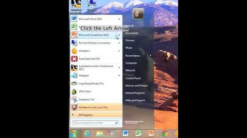 Viewing Jump List from Start Menu