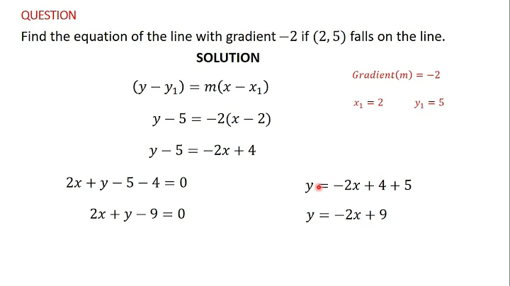 16 Finding the Equation of a Straight Line Using the Gradient and a Point on the Line QUESTION 1