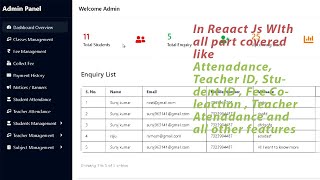 School Management Project In React Js , MERN Stack , Student , Admin, Student, Teacher, Accountant