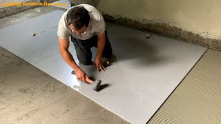 Great Technique To Build A Bedroom Floor With Faux Stone Ceramic Tiles Measuring 75 x 150cm