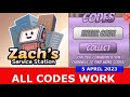 All codes work zachs service station roblox  5 april 2023