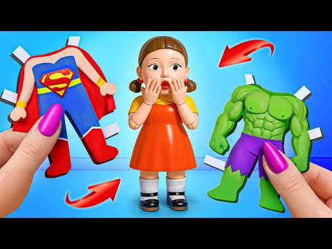 The search for the escaped squid game doll family is tough for the superheroes!