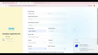 How to create Supplier Account in SRM portal screenshot 5