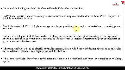 KTU - S8 ECE - EC 404   ACS-    MODULE 4   PART 1  Evolution of Mobile Radio Communication