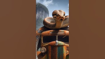 Rare discovery of python circling a bus in the Amazon forest #ai #python #jungle #rare