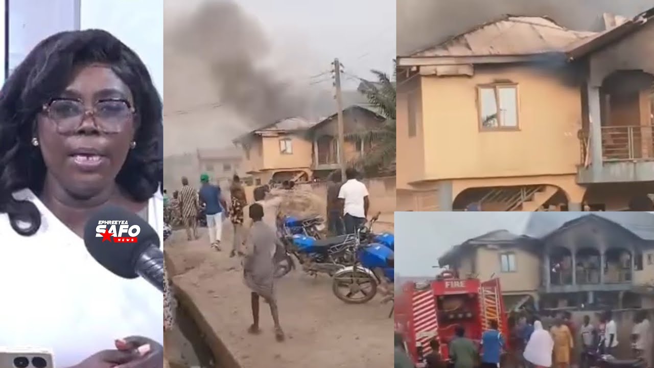 Mansion worth million cedis on fire😱Residents anry as Kasoa Fire Service says  Fire Tender is faulty