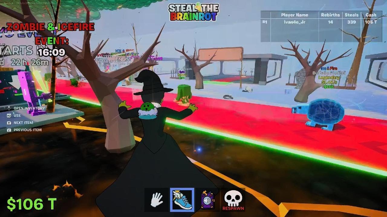 Steal the Brainrot Zombie and ice and fire event on Fortnite with no admin abuse