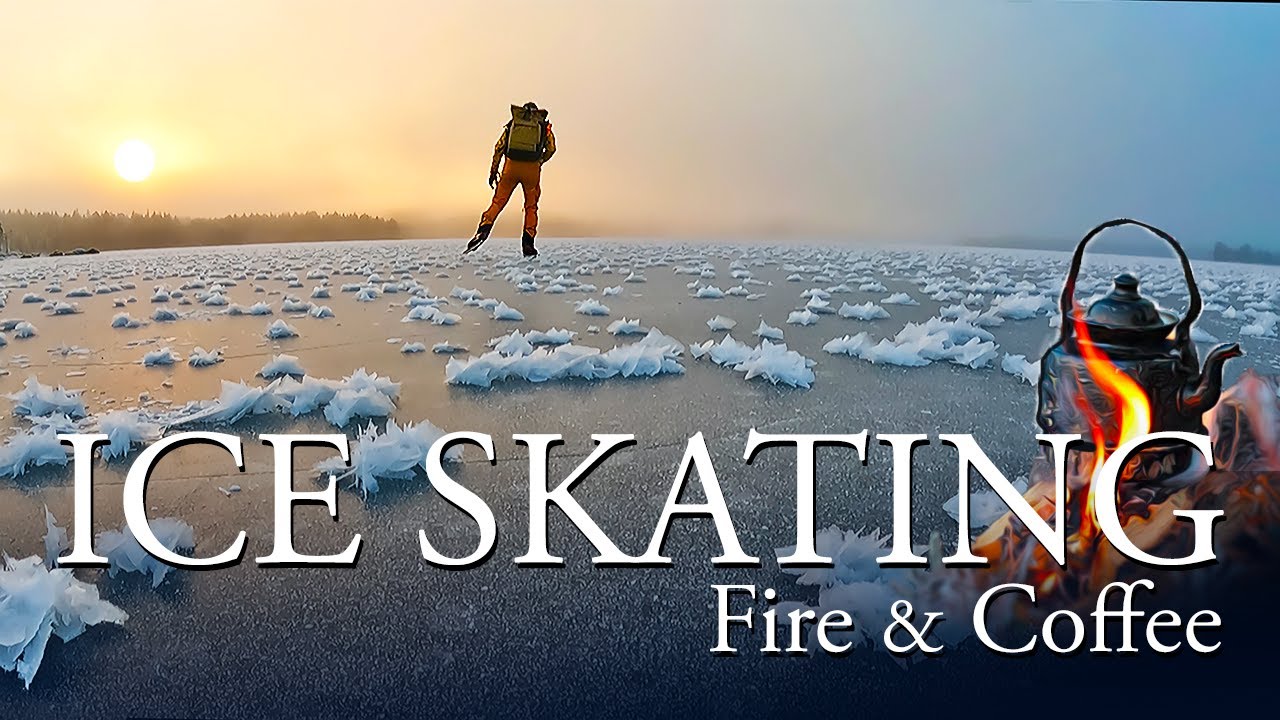 Frozen Lake Ice Skating & Coffee Fire in the North of Sweden | Nordic Skating