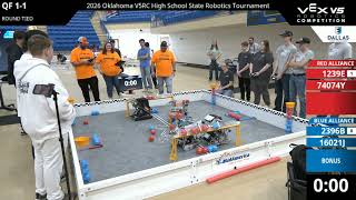 Oklahoma Regionals : Division 1 - QF #1-1 - 1239E & 74074Y vs 2396B & 16021J - Auton + Driver