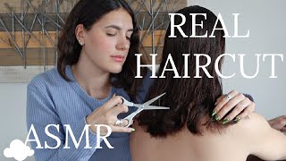 REAL HAIRCUT | asmr (cutting, brushing, spray bottle)