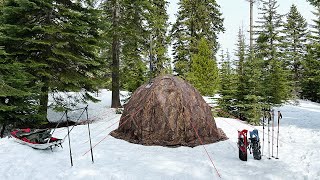 Frozen Getaway: Winter Hot Tent Camping Adventure in the Snow!