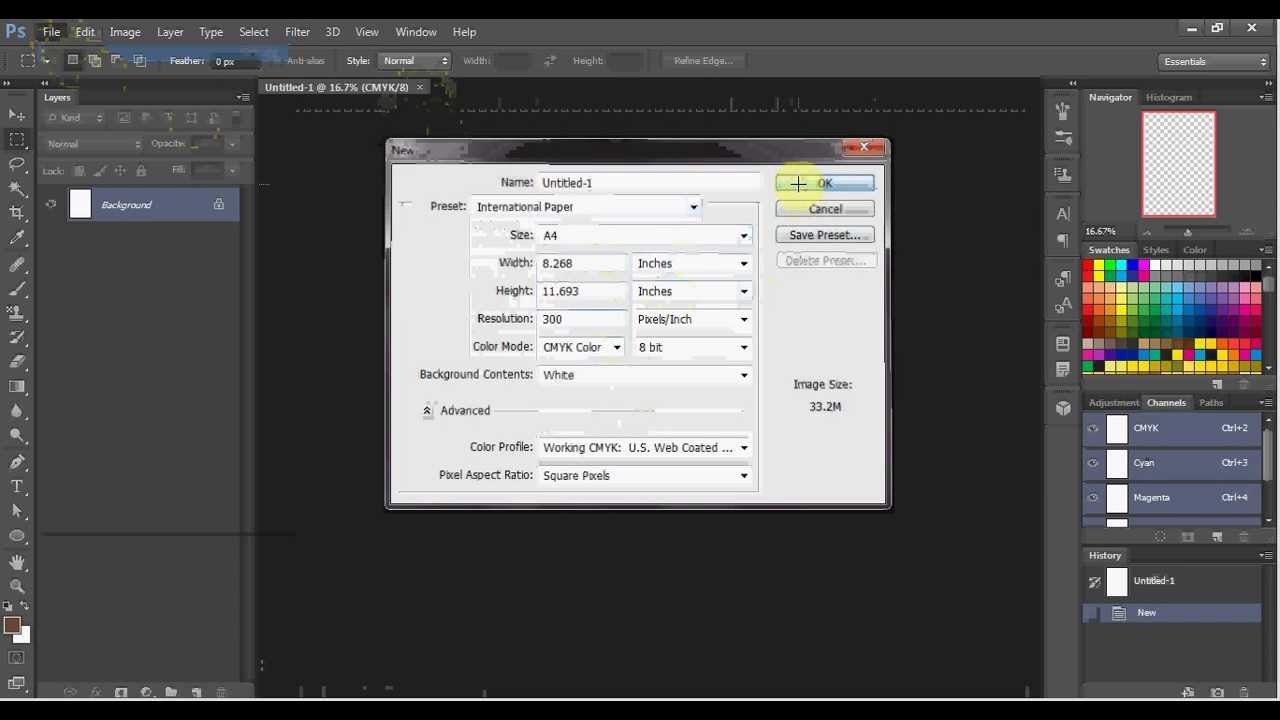 Adobe Photoshop - Make a New File Using A4 and Short Bond Paper. - YouTube