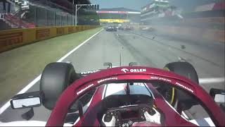 Onboard of Kimi Räikkönen avoids the big crash in Tuscan GP 2020