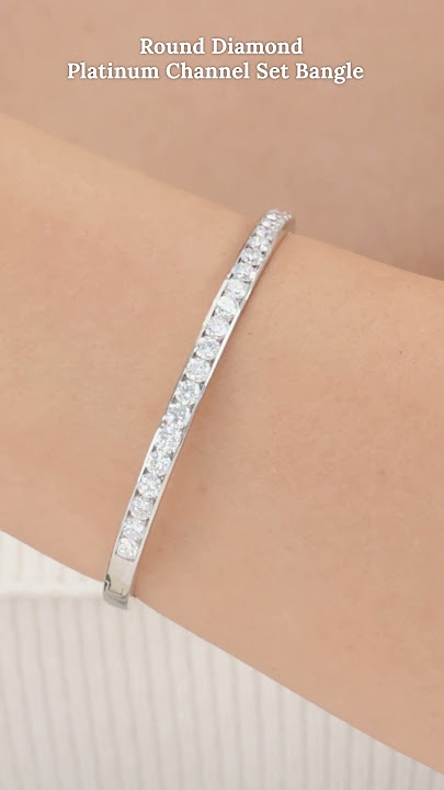 Round Diamond Platinum Channel Set Bangle