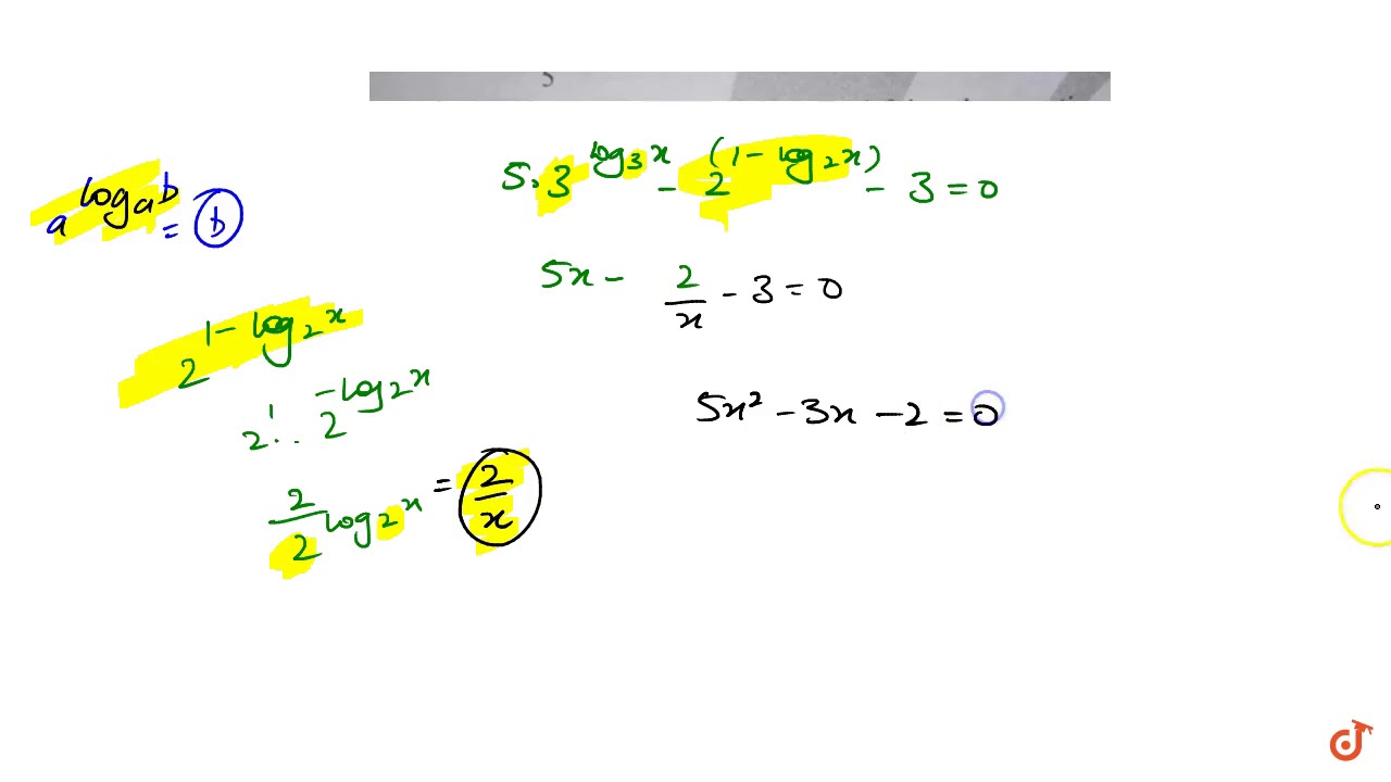 The Value Of X For Which The Equation 5 3 log 3x 2 1 log 2x 3 0 the-value-of-x-for-which-the-equation-5-3-log-3x-2-1-log-2x-3-0