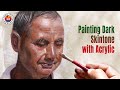 How to paint  darker skin tone with acrylic  realistic acrylic portrait by debojyoti boruah