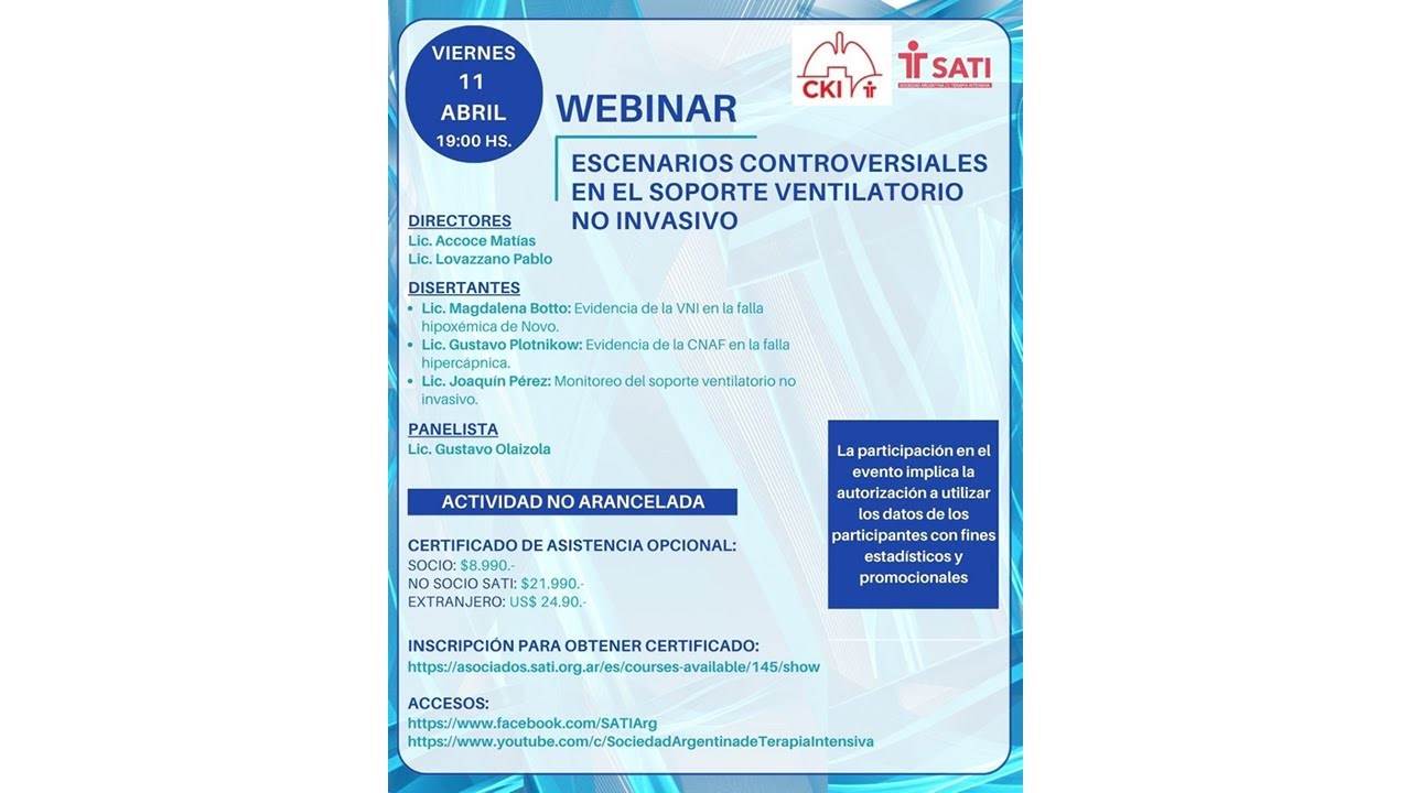 WEBINAR "Escenarios controversiales en el soporte ventilatorio no invasivo"