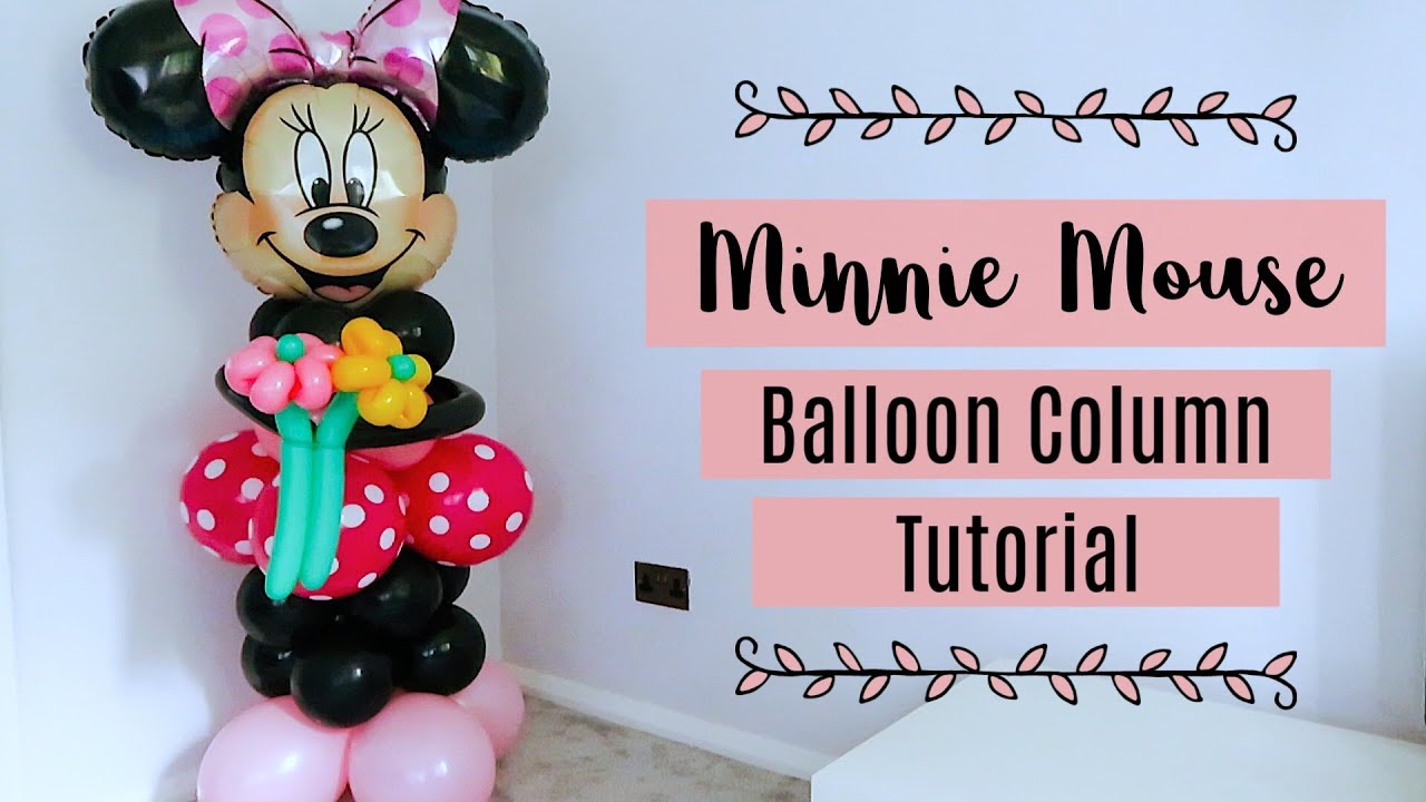 Minnie Mouse Balloon Column Tutorial Minnie Mouse Balloon Decoration No Helium Balloon Decor