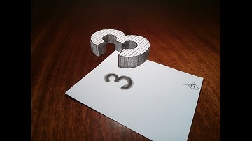 3D Trick Art On Line Paper, Floating Number 3
