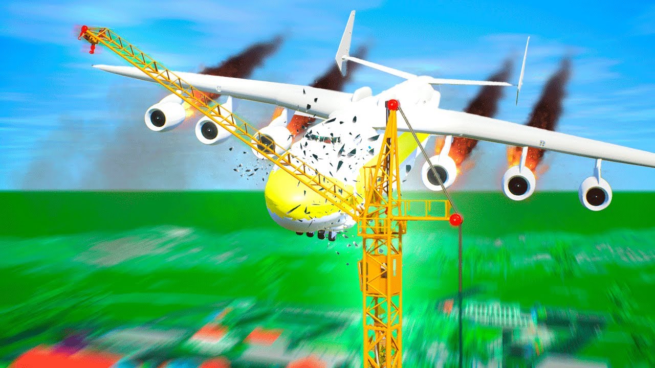 TOWER CRANE vs PLANES - Airplane Crash in BRICK RIGS #2 - YouTube
