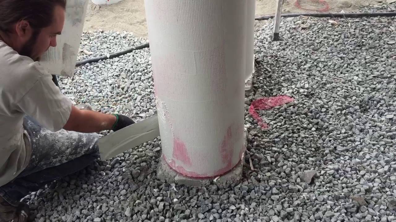Preparing a fiberglass column for lime plaster YouTube