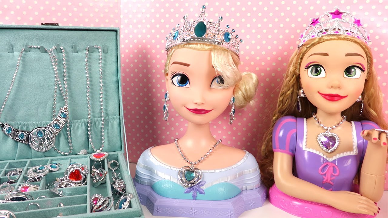Reine des neiges Elsa Raiponce Barbie Tête à coiffer Bijoux
