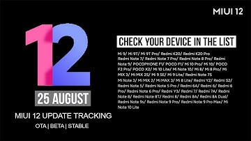 MIUI 12 - 25 AUGUST OFFICIAL DEVICE STATUS | TRACK YOUR DEVICES | XIAOMI UPDATE TRACKER