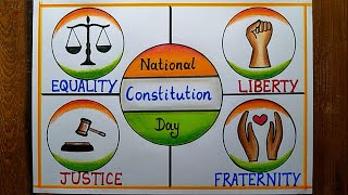 National Constitution Day Poster Drawing easy,26th Nov | Construction day drawing | Law Day drawing screenshot 3