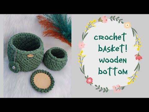 how to crochet basket, wooden bottom/base. მოვქსოვოთ კალათა ხის ძირზე