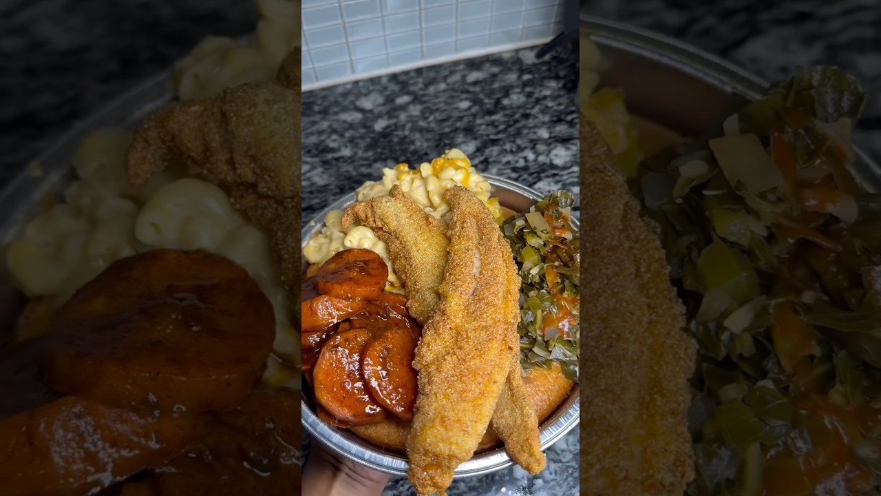Fried Whiting, Yams And Cornbread 😮💨🔥 #Shorts #SoulFood #foodies