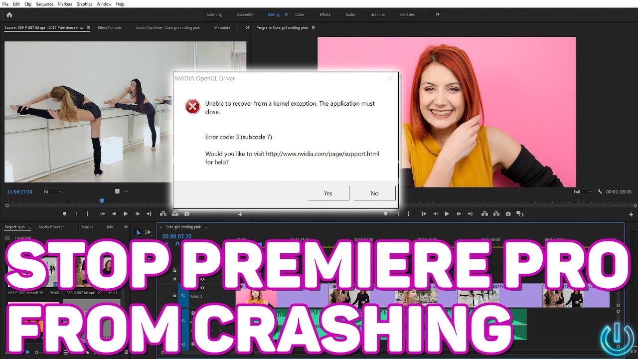 Fix premiere pro crashing nvidia opengl error code 3 youtube