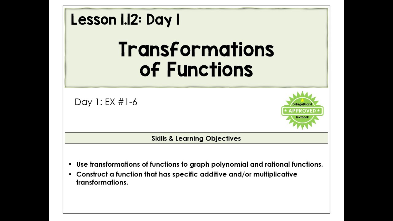 1.12-A Transformations of Functions Video - YouTube