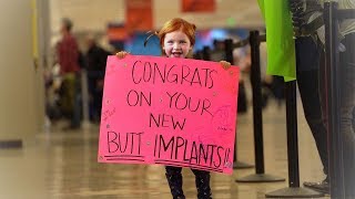 April Fools Surprise for Dad!! Family Fun at the Airport with Adley and Baby Brothers hidden sign!