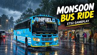 Private Bus Driving in Heavy Monsoon 🌧️ | Kondody Bus Mod | Euro Truck Simulator 2 Gameplay screenshot 3
